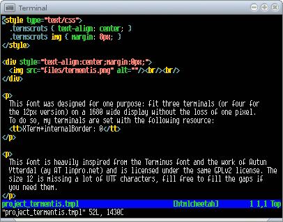 a screenshot of the termentis font used in a terminal